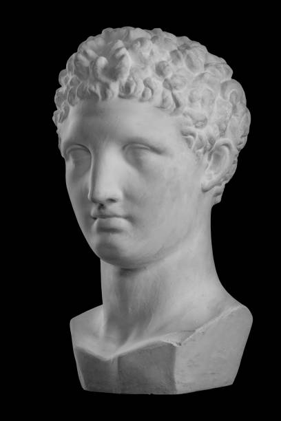 White plaster bust sculpture portrait of the men Hermes White plaster bust sculpture portrait of the men Hermes aristotle stock pictures, royalty-free photos & images