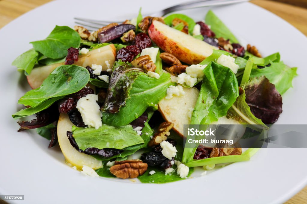 Autumn Salad A crisp autumn apple, pecan, feta salad with a cider vinaigrette Salad Stock Photo