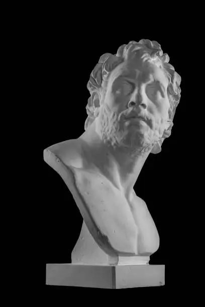 White plaster bust sculpture portrait of a man