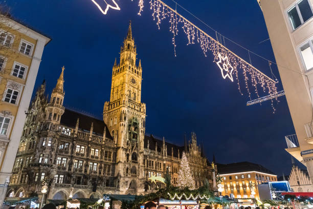 istock Munich Rathaus with Christmas tree and decorations 871777638