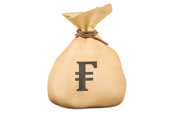 istock Money bag with franc, 3D rendering isolated on white background 871778864