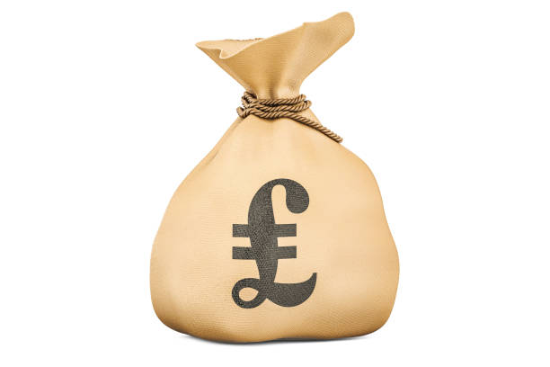 Money bag with pound sterling, 3D rendering isolated on white background