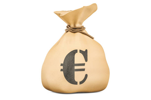 istock Money bag with euro, 3D rendering isolated on white background 871778926