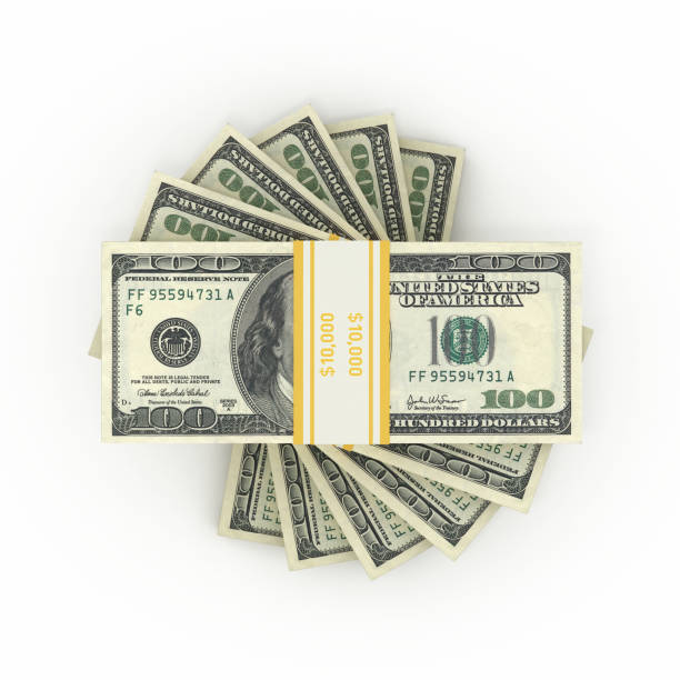 notas de $100 - isoladas no fundo branco - us currency one hundred dollar bill isolated on white dollar - fotografias e filmes do acervo