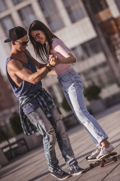 istock Stylish couple in city 871779704