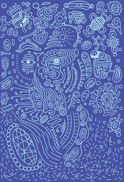 Surreal doodle alien on space. Vector illustration Surreal doodle alien on space. Vector illustration. grotesque stock illustrations