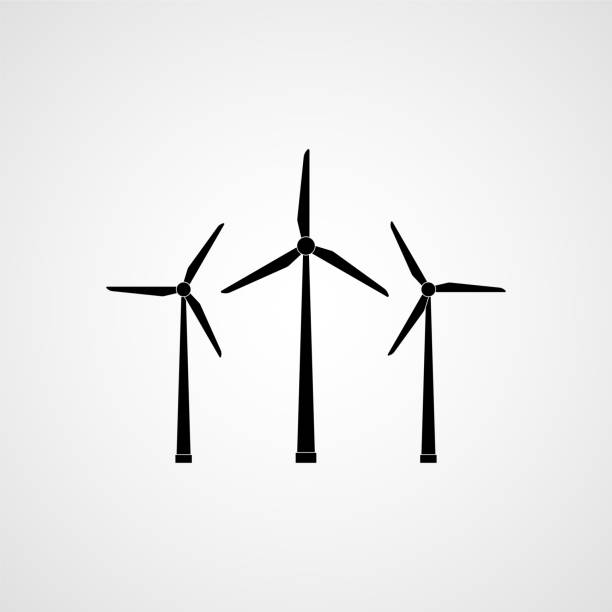 ökoenergie. windkraftanlagen. vektorabbildung - windkraftanlage stock-grafiken, -clipart, -cartoons und -symbole