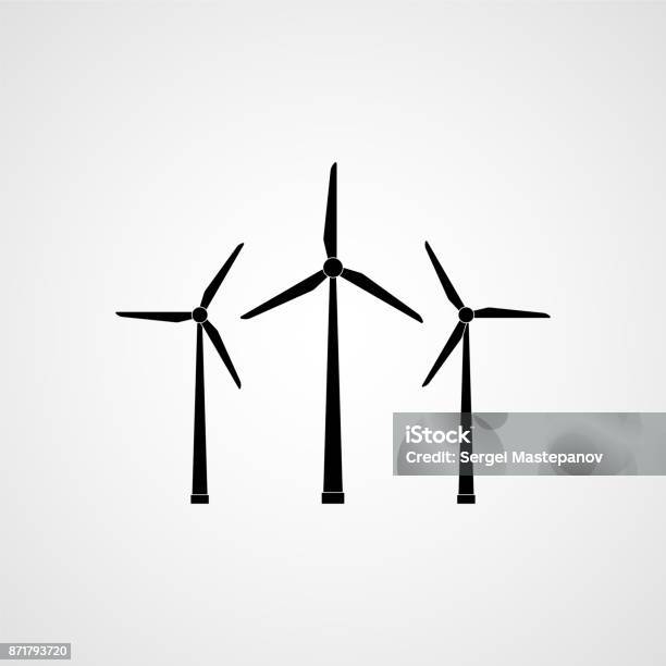 Ökoenergie Windkraftanlagen Vektorabbildung Stock Vektor Art und mehr Bilder von Windkraftanlage - Windkraftanlage, Icon, Windmühle