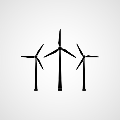 Eco energy. Wind turbines. Vector illustration