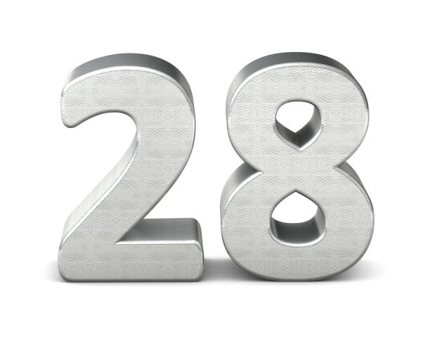 28 Number 3d Silver Structure 3d Rendering Stock Photo - Download Image Now  - Number 28, Number, Silver - Metal - iStock