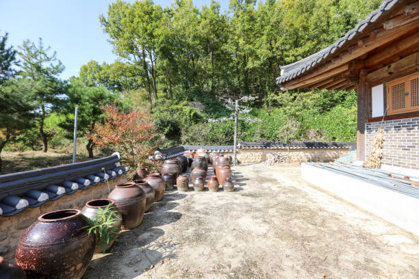 istock Korean traditional jar and house 871801318