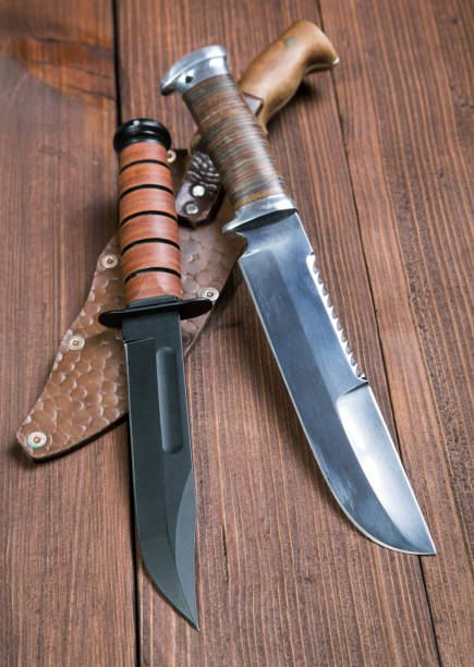 istock Knives with large blades on the table close-up 871808178