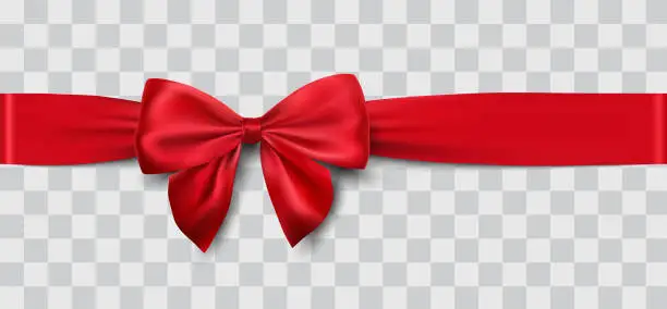 Vector illustration of red satin ribbon and bow