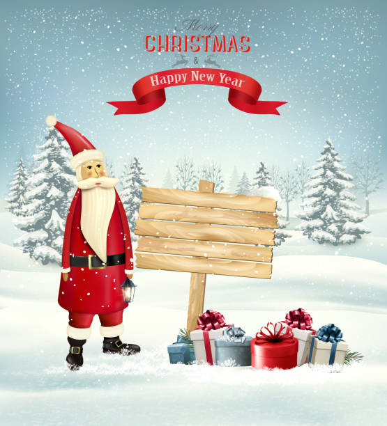 istock Christmas holiday background with Santa Claus. Vector illustration 871816848
