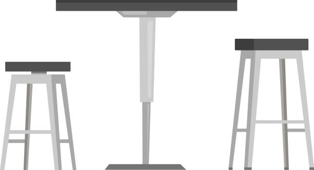 ilustrações de stock, clip art, desenhos animados e ícones de table with bar chairs vector cartoon illustration - high stool