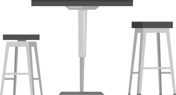 Vector illustration of Table with bar chairs vector cartoon illustration
