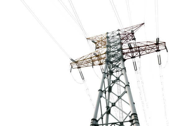 istock Electricity pylon isolated on white 871830858