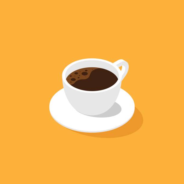 eine tasse kaffee isometrische flaches design - kaffeetasse stock-grafiken, -clipart, -cartoons und -symbole