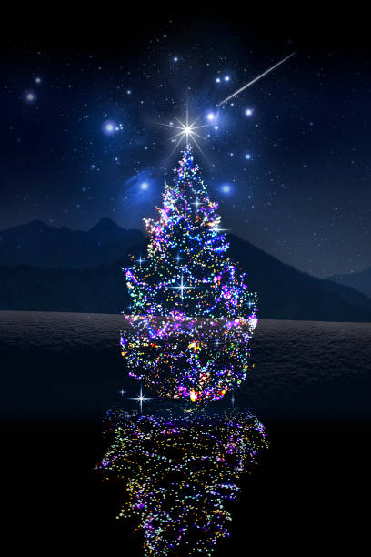 composite picture of Christmas illumination and the Pleiades