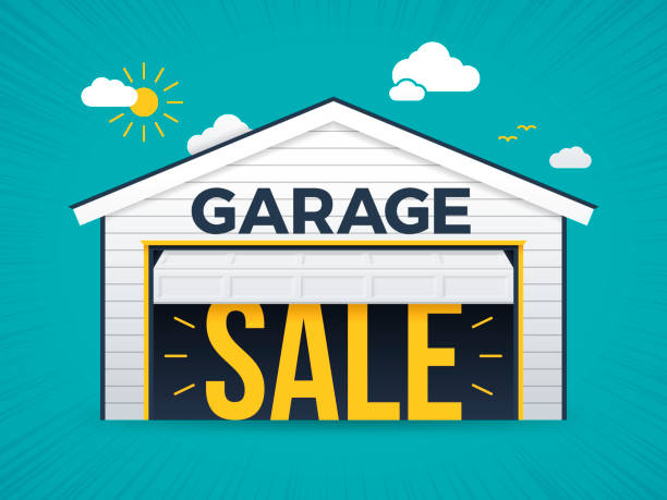 illustrazioni stock, clip art, cartoni animati e icone di tendenza di vendita garage - garage