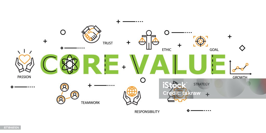 Modern Flat thin line Icon Set or Web Header in Concept of Business Core Values.Editable Stroke. Honesty stock vector