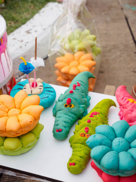 Multiple krathongs made out of bread