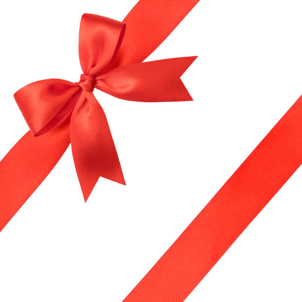 istock Shiny red satin ribbon on white background 871859936