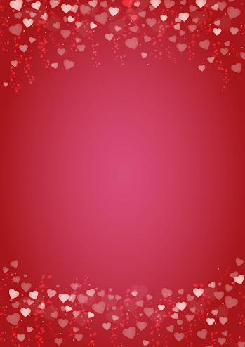 A3 size vertical red background with hearts header and footer