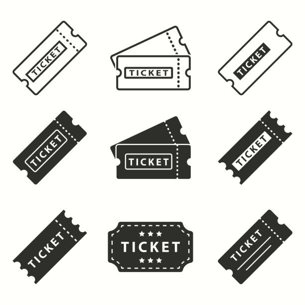 ilustrações, clipart, desenhos animados e ícones de conjunto de ícones do bilhete. - ticket