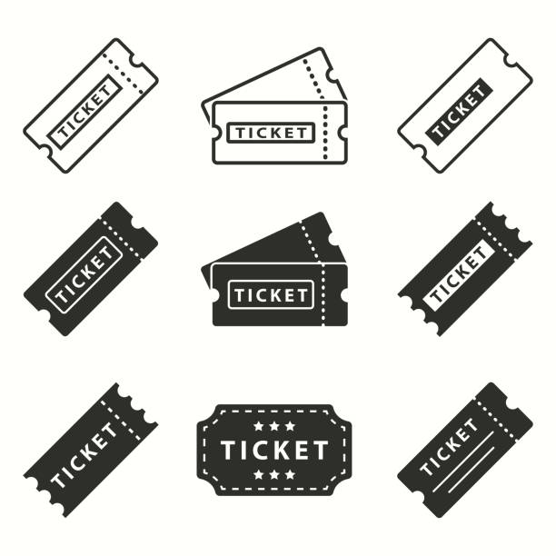 набор значков билетов. - ticket event ticket stub coupon stock illustrations