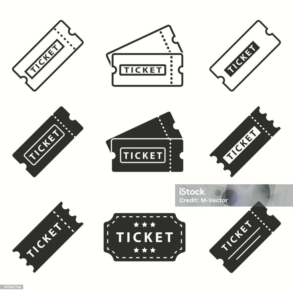 Ticket icon set. Ticket vector icons set. Black Illustration isolated for graphic and web design. Ticket stock vector