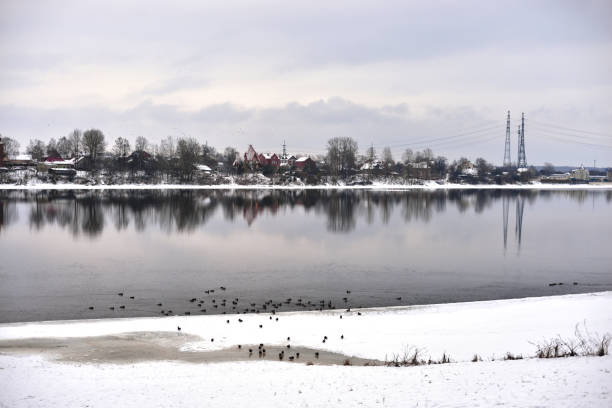 istock View of Neva River at winter cloud day. 871870544