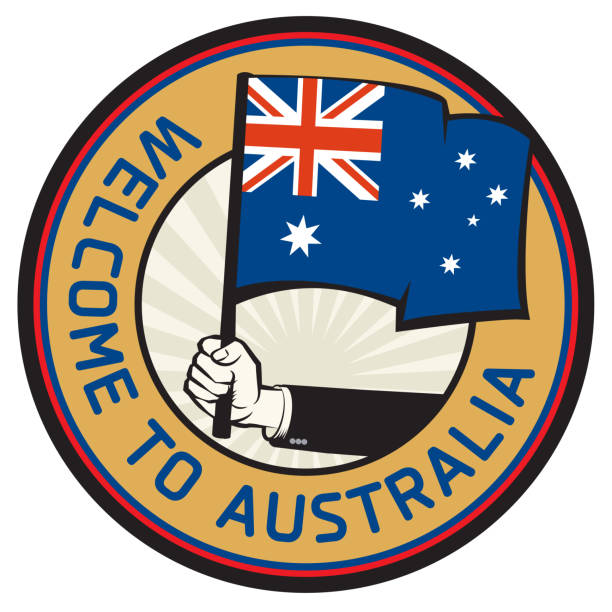 호주 국가 환영 로그인 - emigration and immigration global communications passport australia stock illustrations