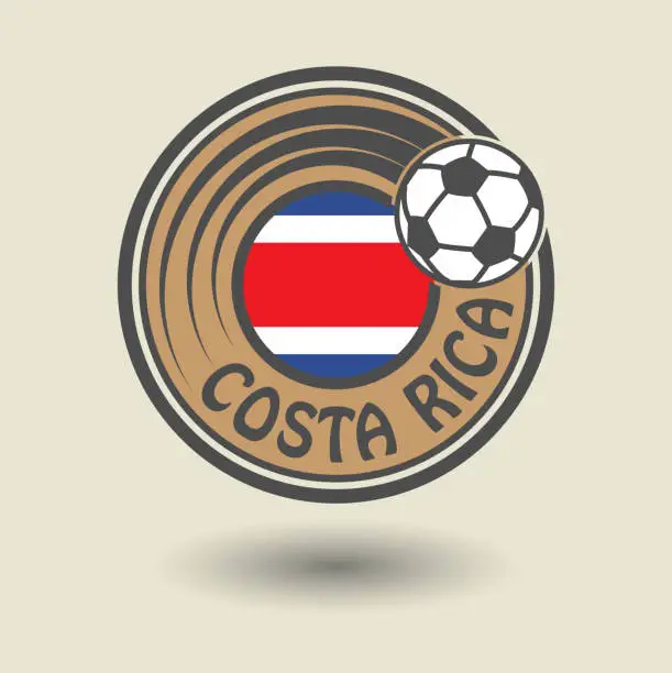 Vector illustration of Stamp or label with word Costa Rica, football theme