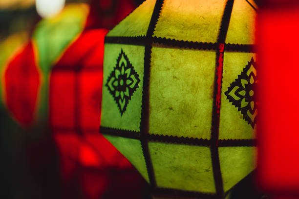 Colorful Paper Lamp Traditional Thai Style Call Yee Peng Lantern or Yi Peng