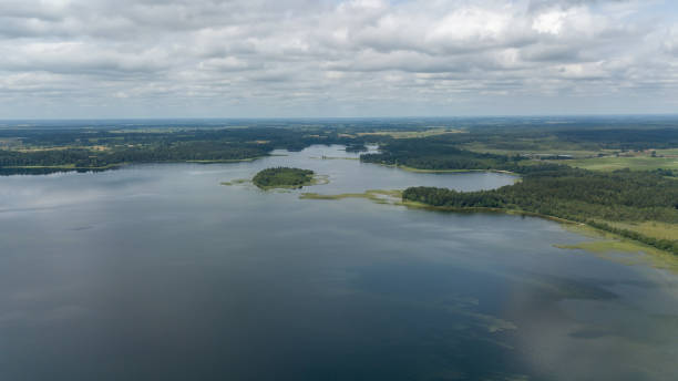 istock Plateliai lake Lithuania Aerial drone top view 871889632