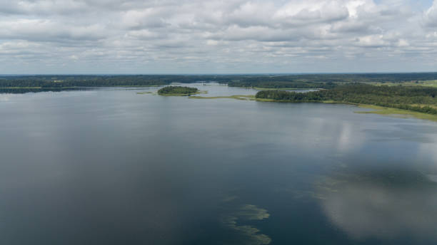 istock Plateliai lake Lithuania Aerial drone top view 871889634