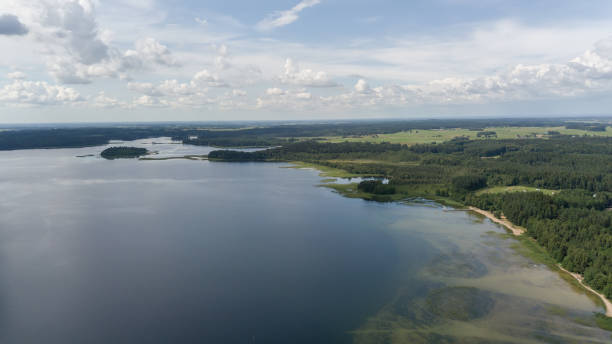 istock Plateliai lake Lithuania Aerial drone top view 871889826