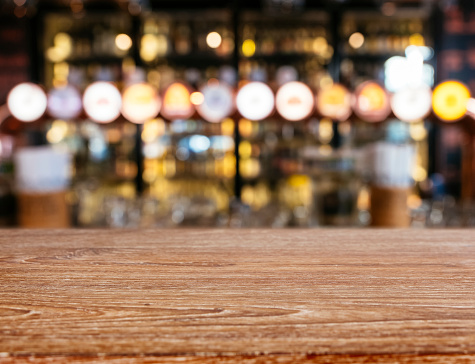 Table Top wooden Counter Blur Bar Beer pub Restaurant background