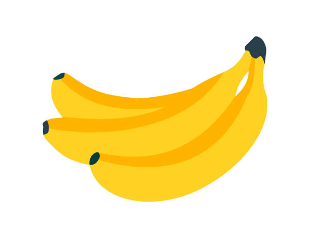 바나나 아이콘입니다. 화이트에 신선한 바나나 - banana bunch yellow healthy lifestyle stock illustrations