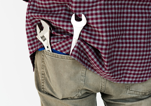 Wrench Tug Show Back Pants Pocket Stock Photo - Download Image Now ...