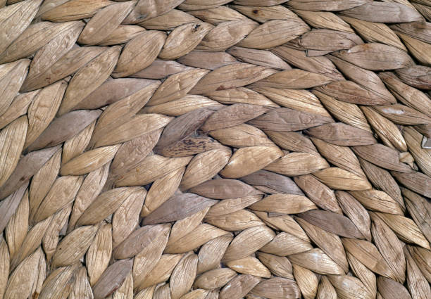 istock Natural color round straw mat texture. 871904330