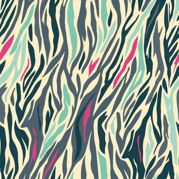 Vector illustration of colored vector geometric seamless zebra pattern design