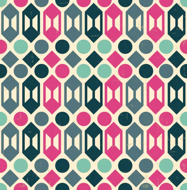 Vector illustration of Vector Colorful abstract retro seamless geometric pattern
