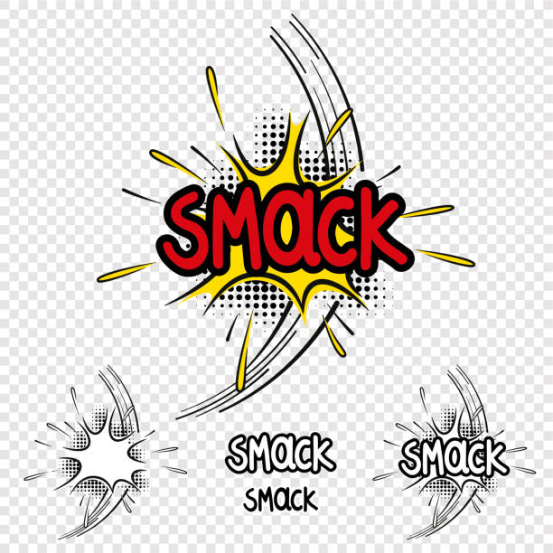 wektor "smack" komiks tekst ilustracja - dając klapsa stock illustrations