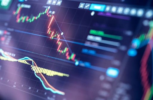 Financial chart at digital display