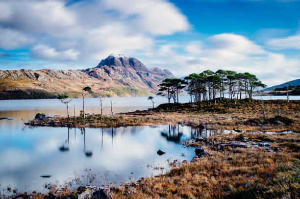 Mountain called Slioch, rising above Loch Maree in Wester Ross, Scotland.