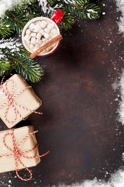 istock Christmas background with hot chocolate 871947866