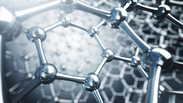 istock 3d illusrtation of graphene molecules. Nanotechnology background illustration. 871966386