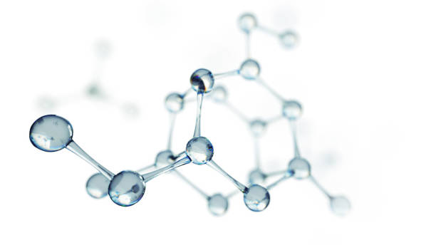 ciencia o antecedentes médicos con moléculas y átomos. - estructura molecular fotografías e imágenes de stock